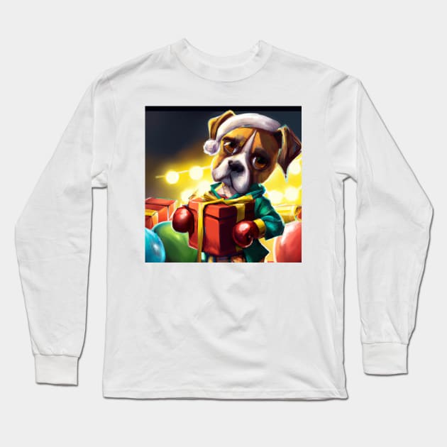 Cute Boxer Drawing Long Sleeve T-Shirt by Play Zoo